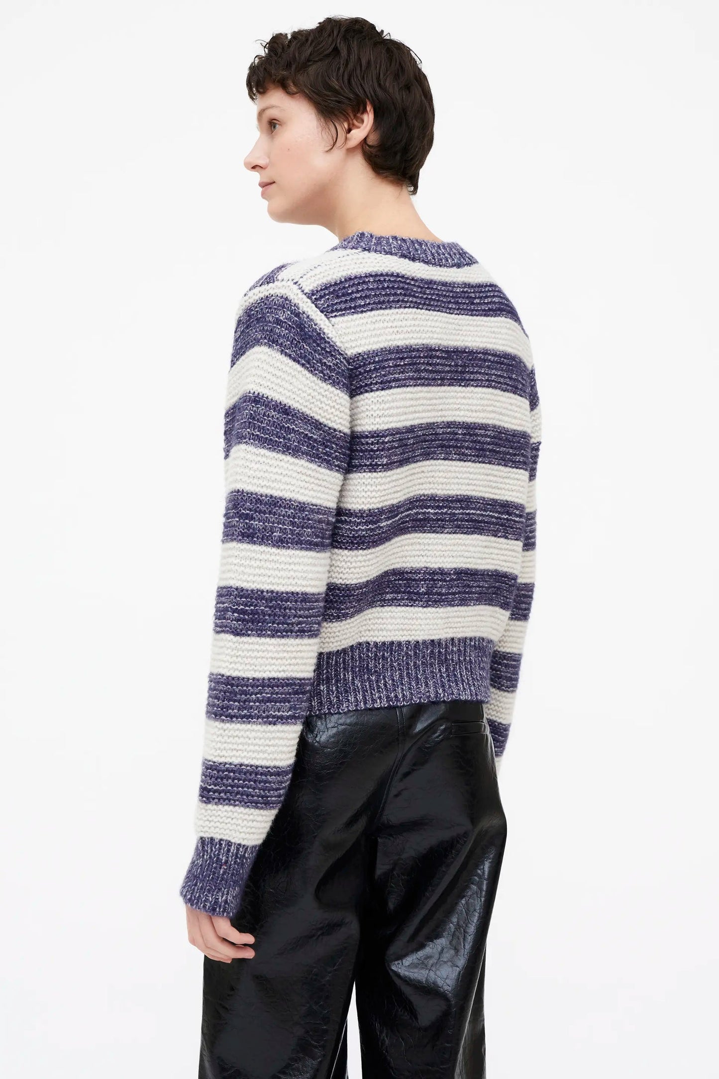 Cardigan combinato a righe bianche e blu