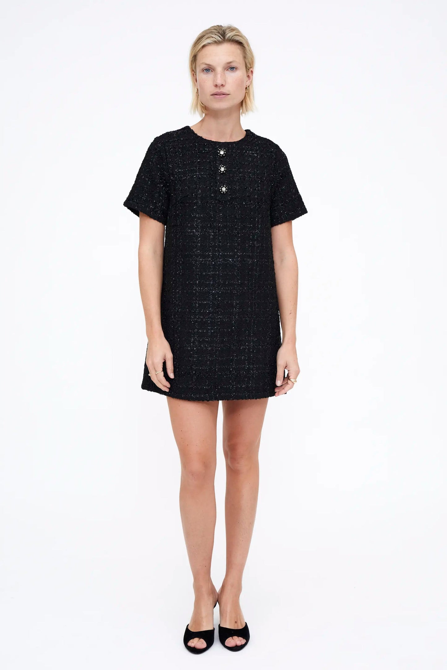 Abito corto in tweed nero
