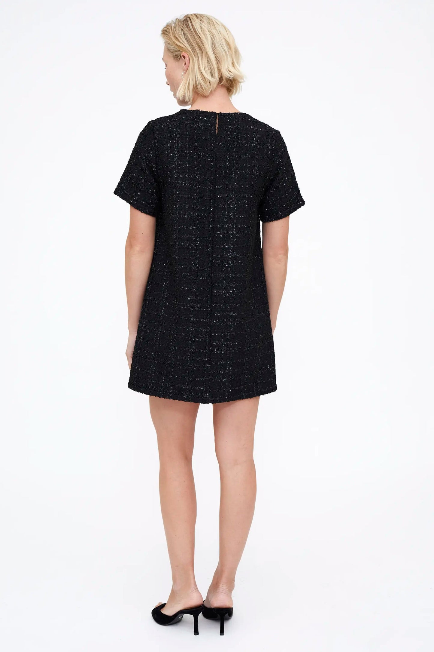 Abito corto in tweed nero