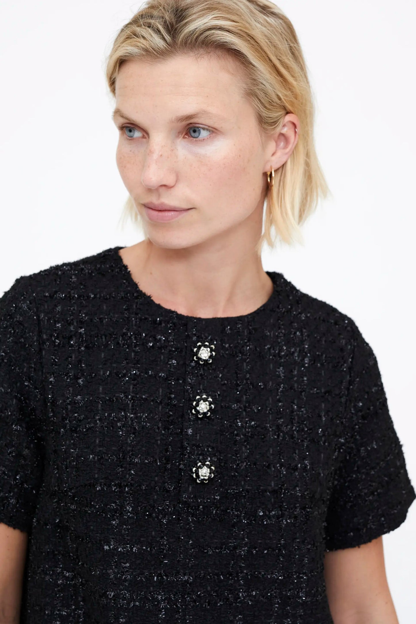 Abito corto in tweed nero