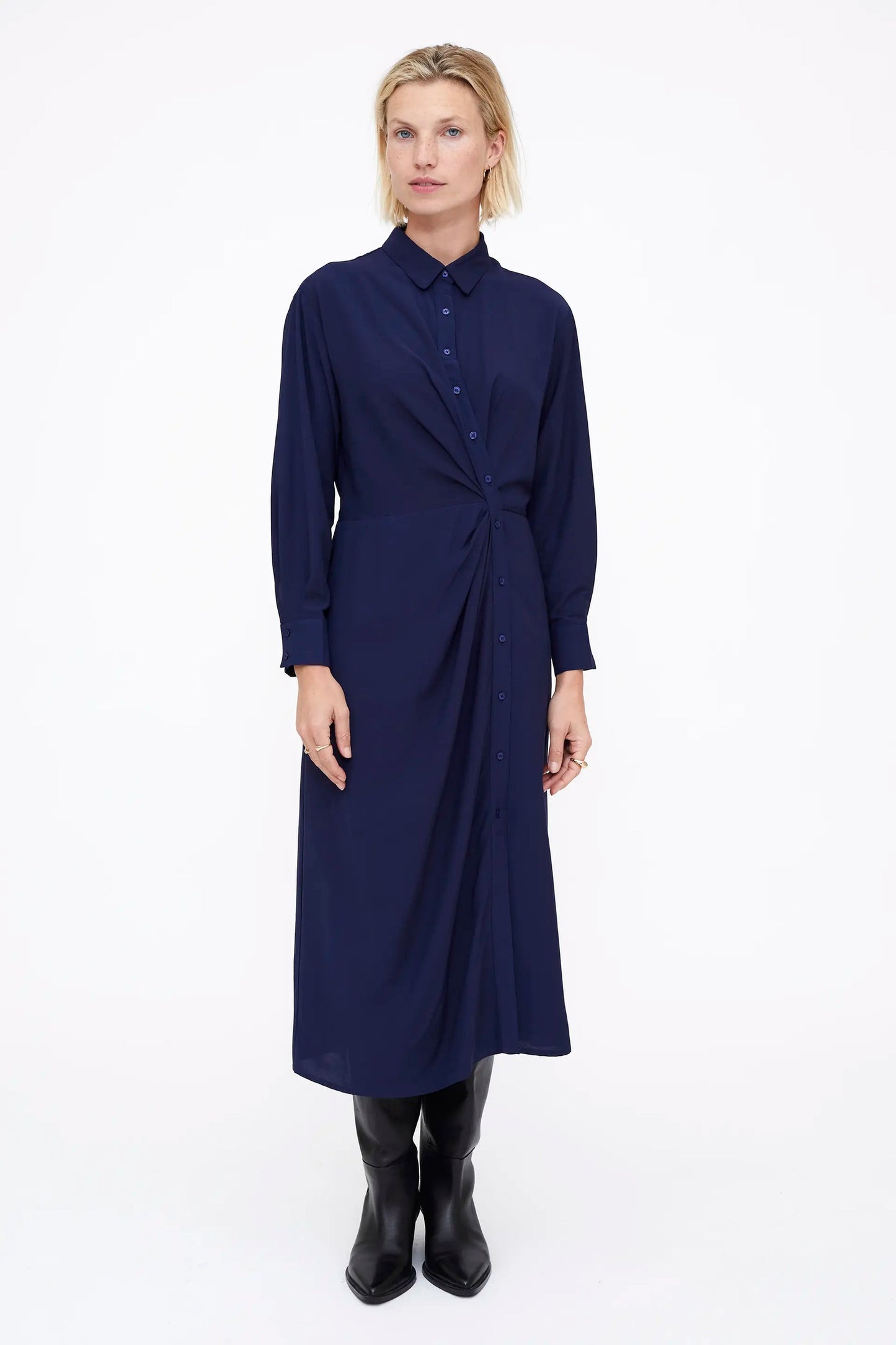 Abito midi crepe navy blue