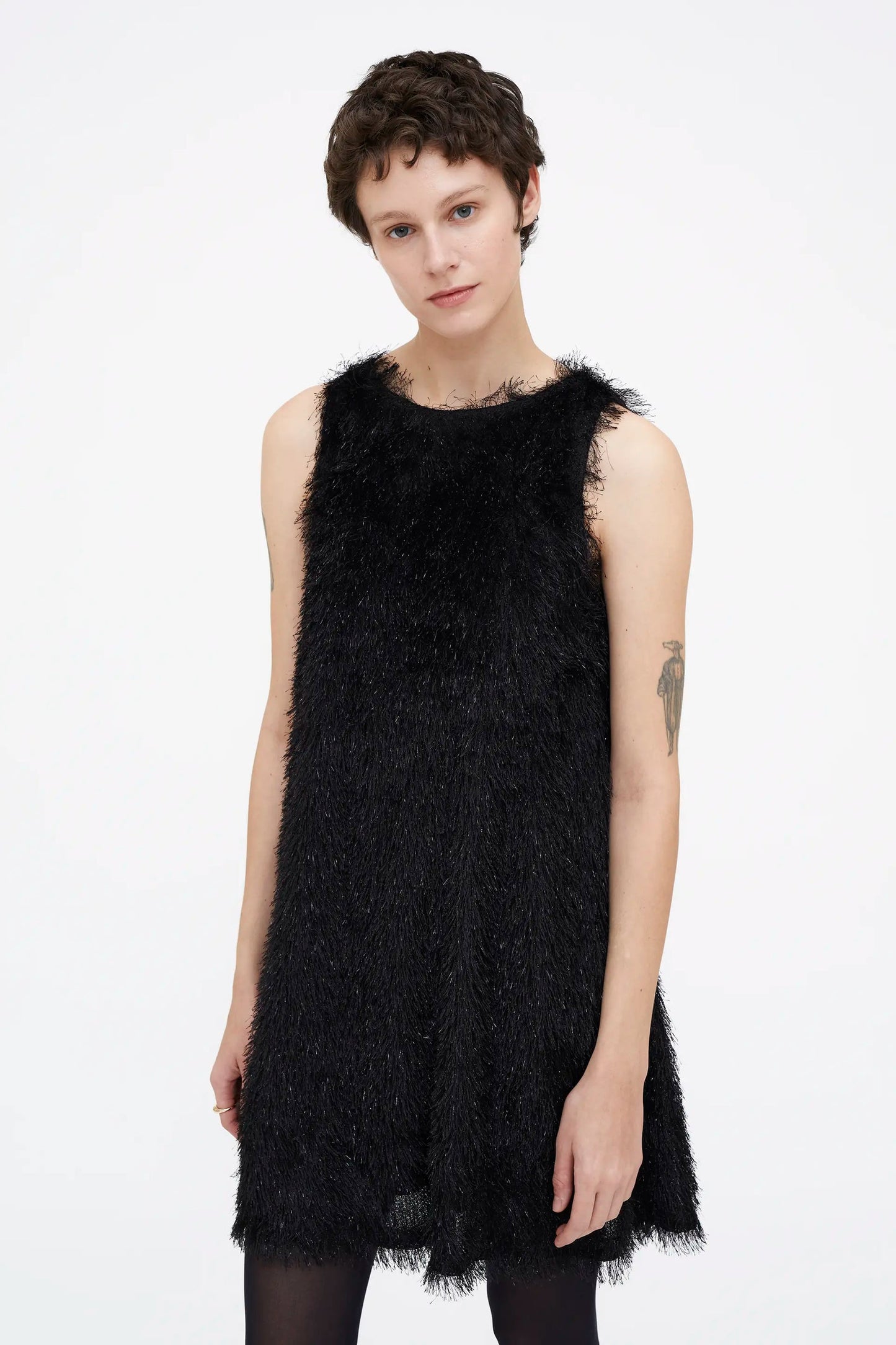 Abito corto nero con fili Lurex