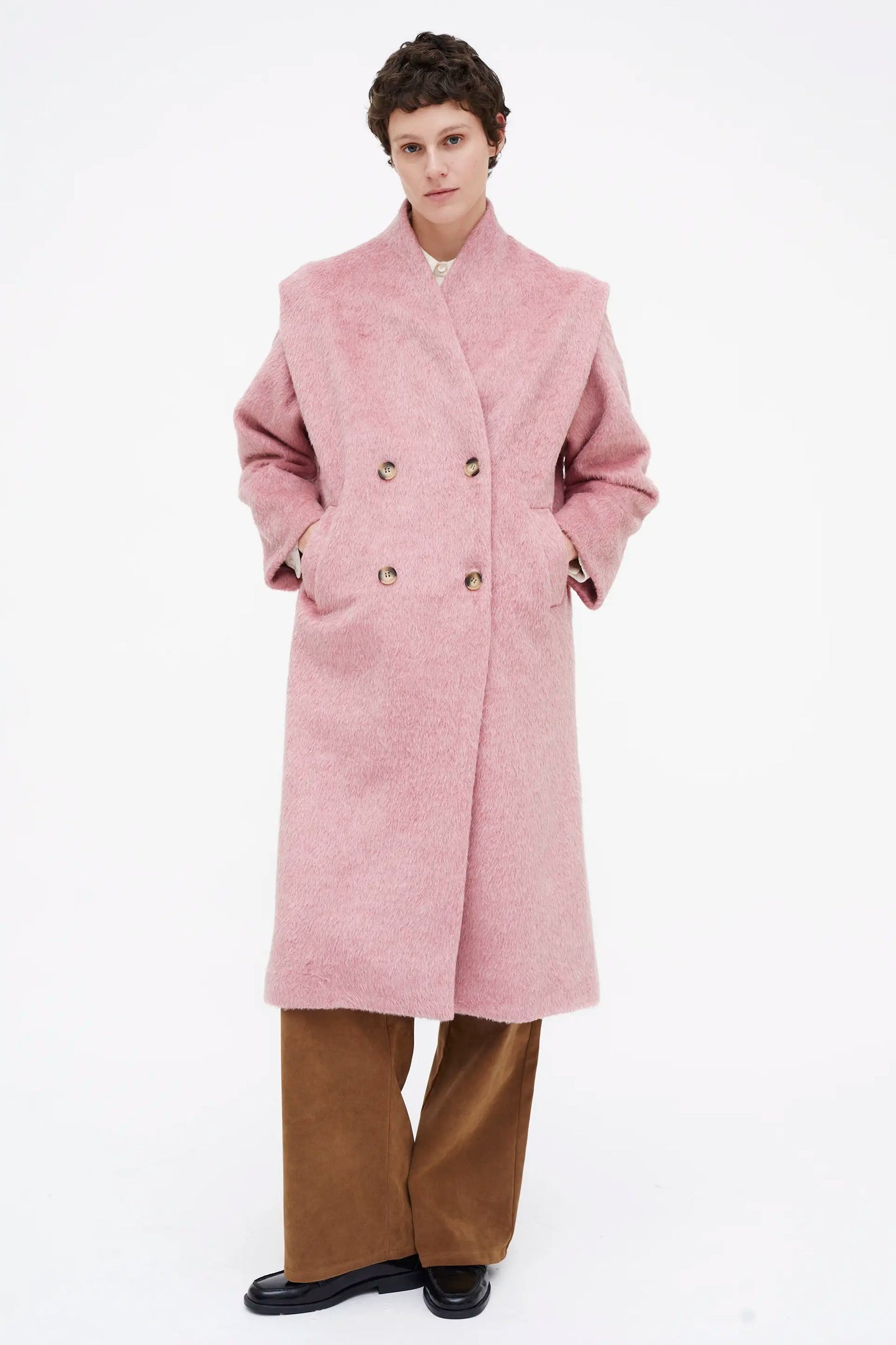 Cappotto lungo rosa