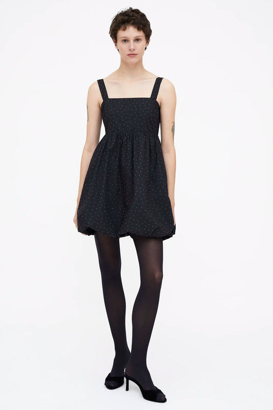 Abito corto nero 100% cotone popeline