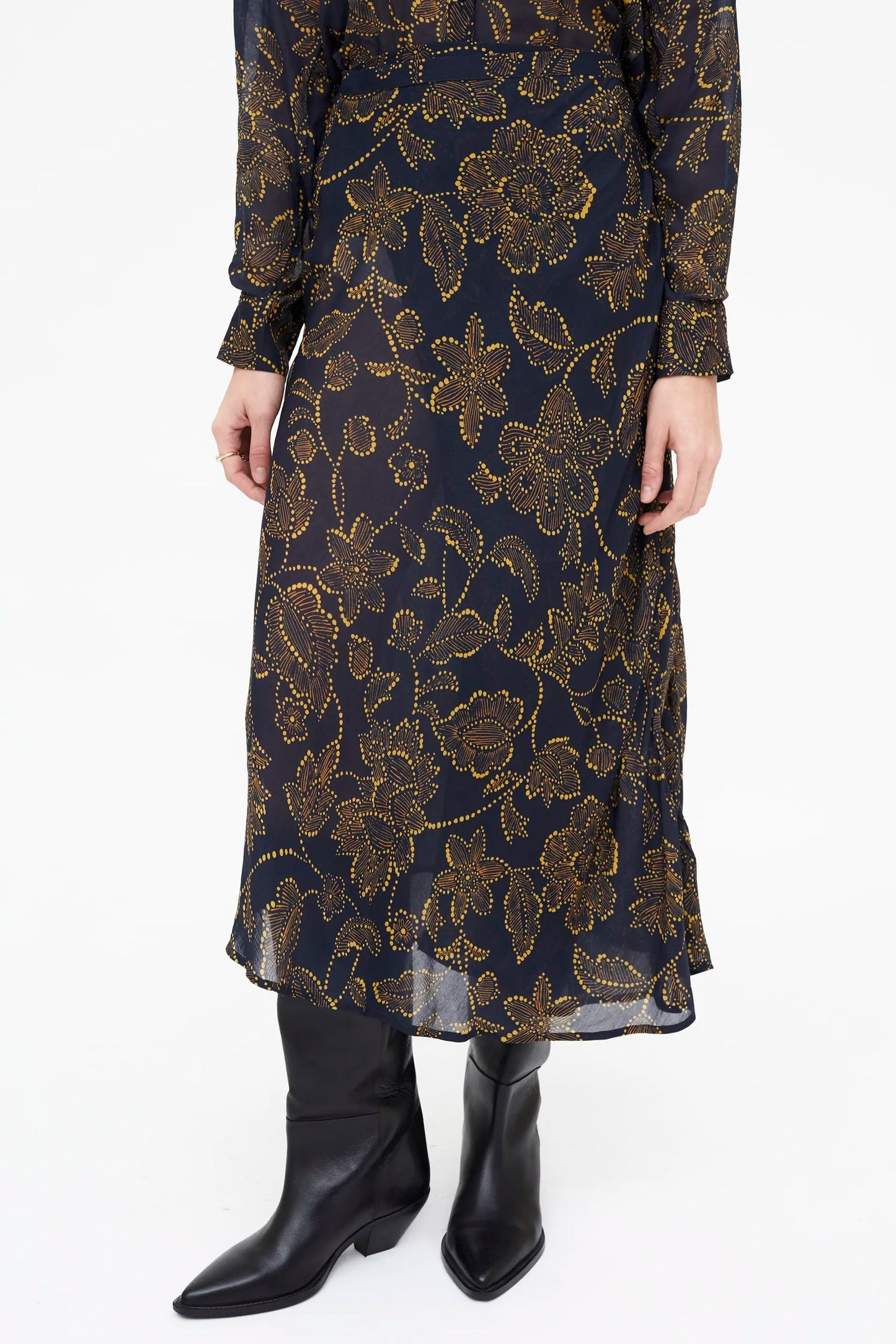 Gonna Midi asimmetrica stampa Mustard Flower