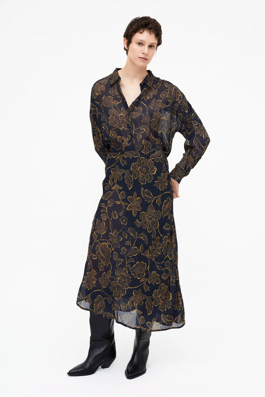 Gonna Midi asimmetrica stampa Mustard Flower