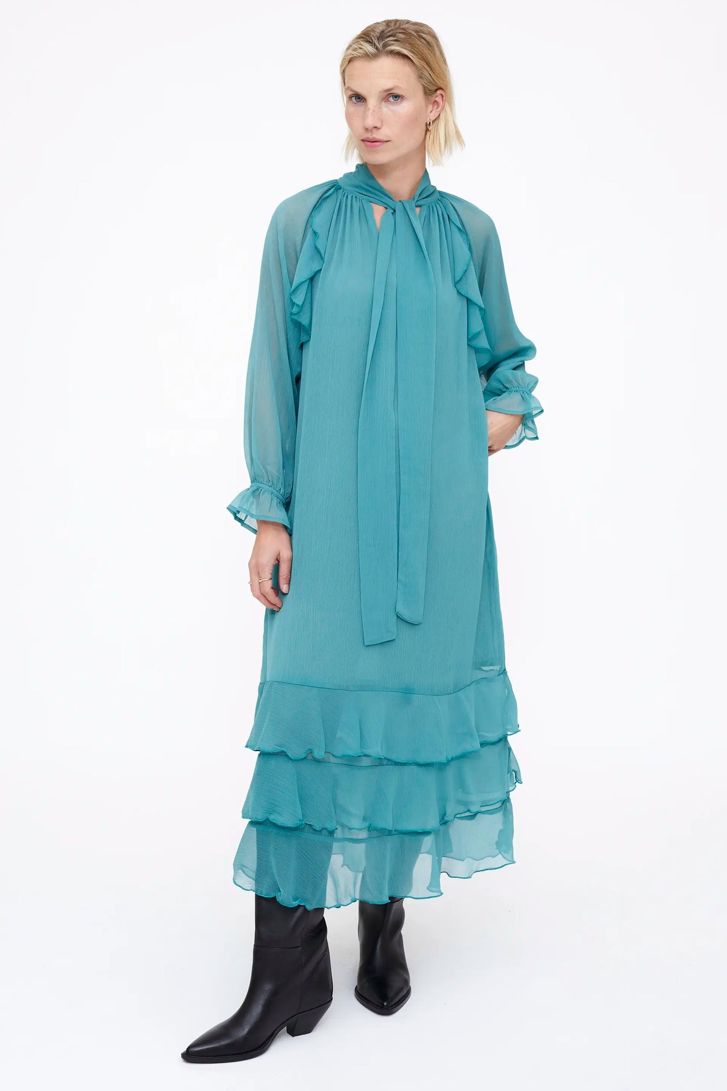 Abito Midi chiffon Light Blue