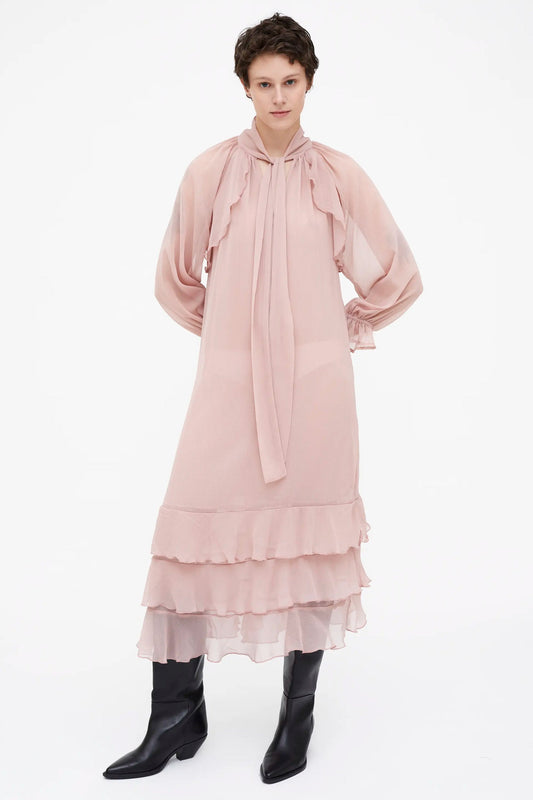 Abito Midi chiffon rosa