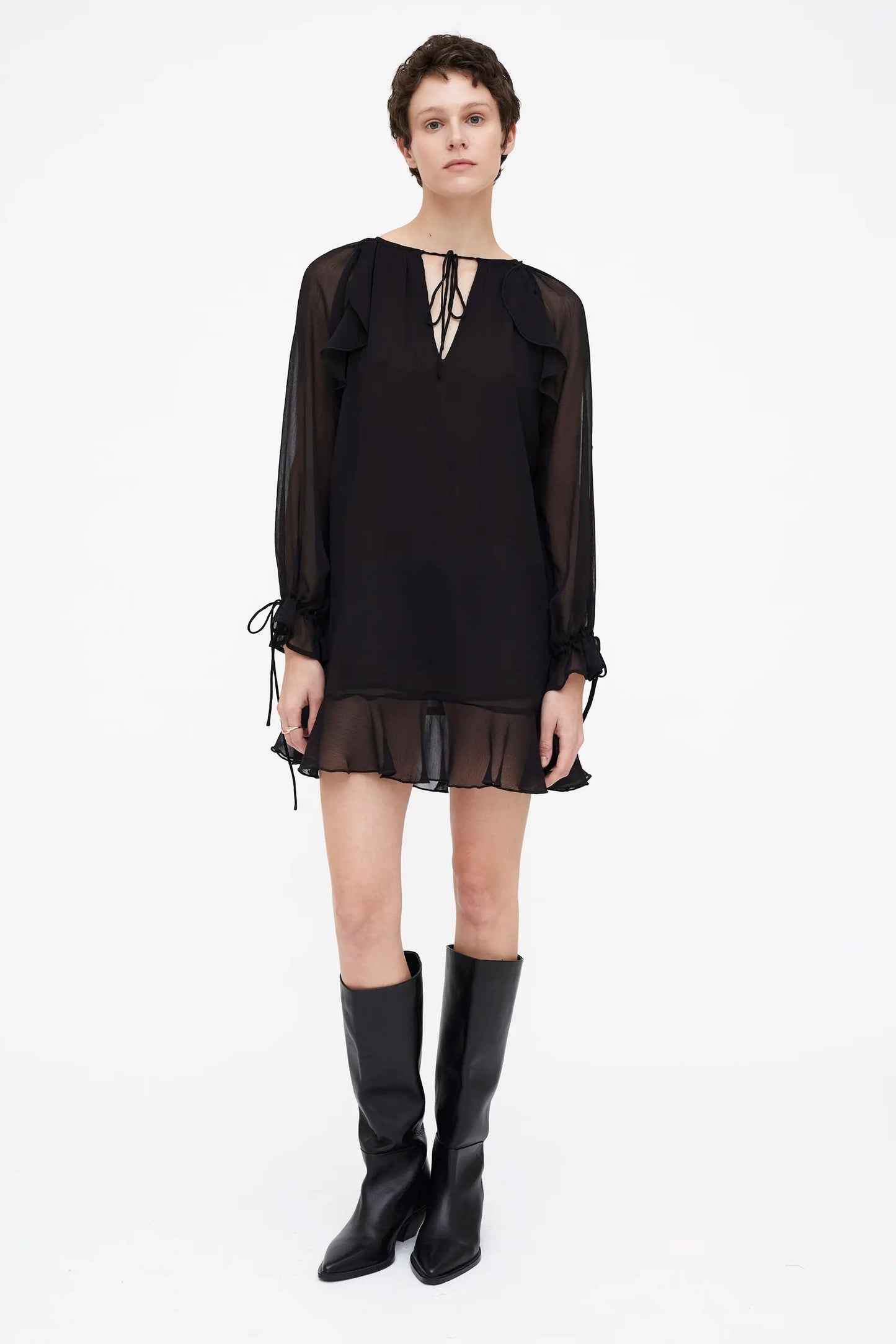 Abito corto chiffon nero