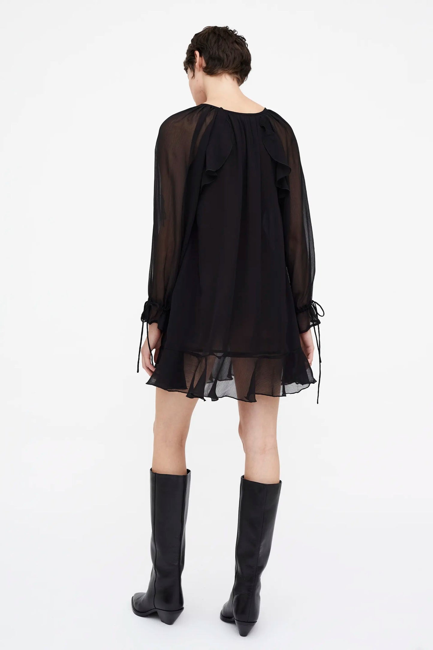 Abito corto chiffon nero