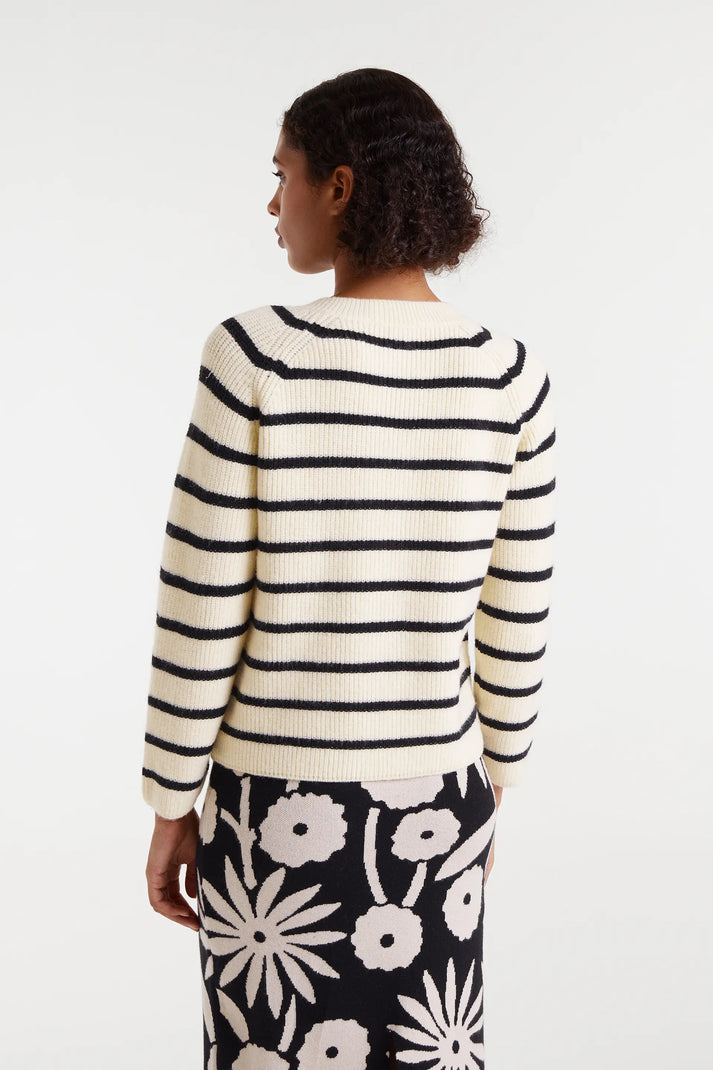 Cardigan in maglia a righe bianche e nere