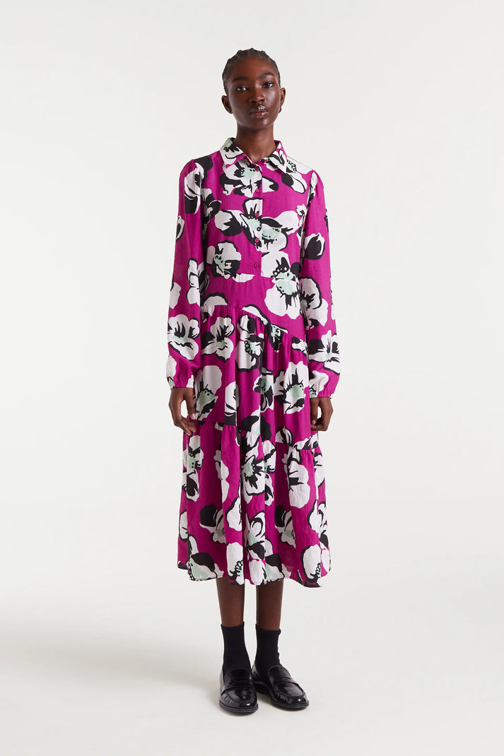 Vestido midi con stampa Vivid Viola