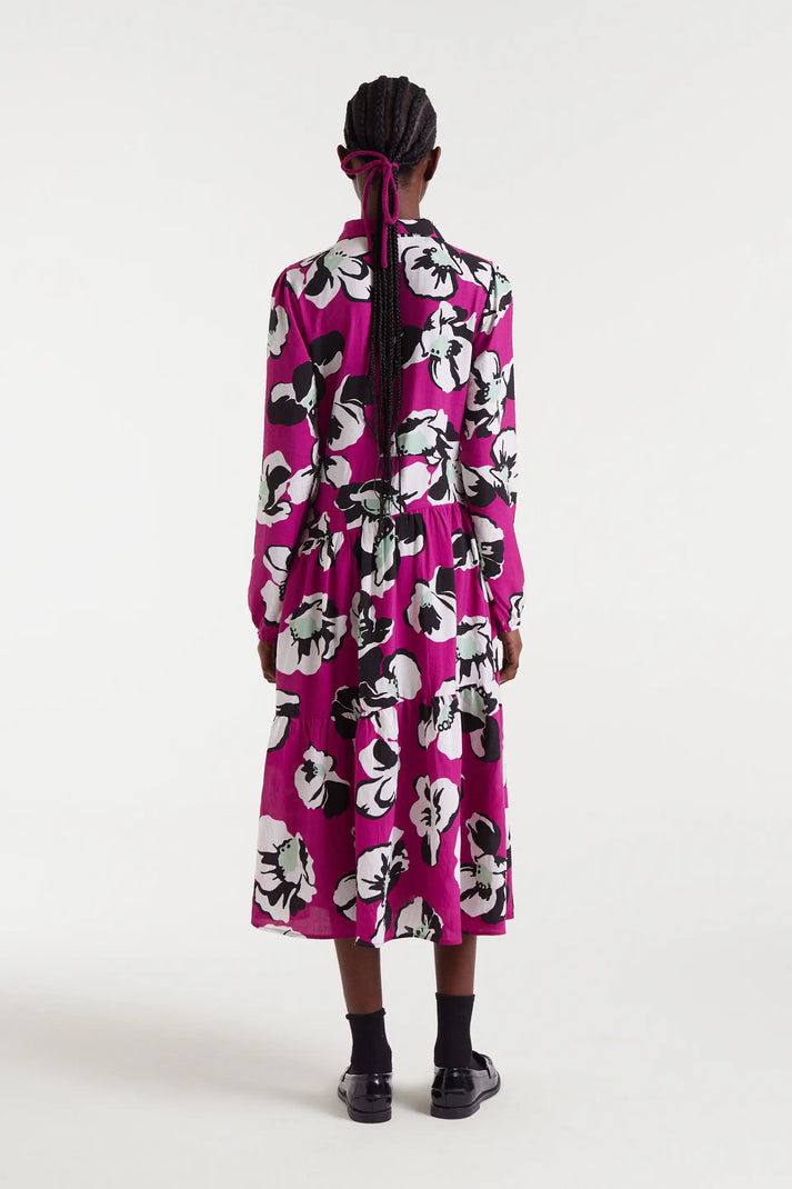 Vestido midi con stampa Vivid Viola
