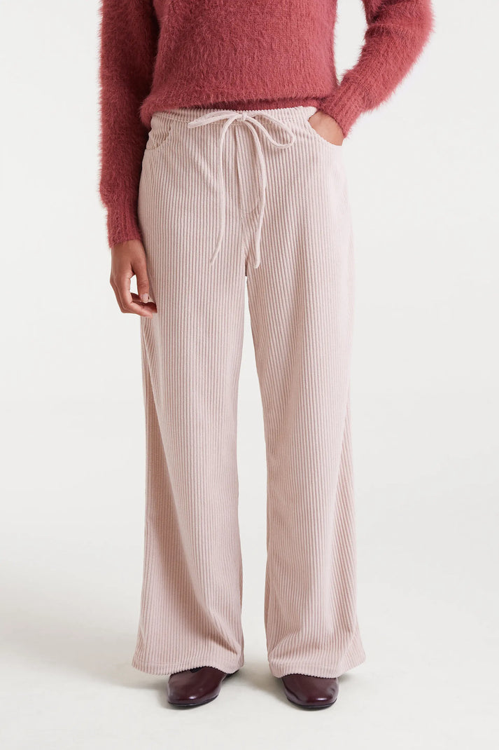 Pantaloni dritti in velluto bianco