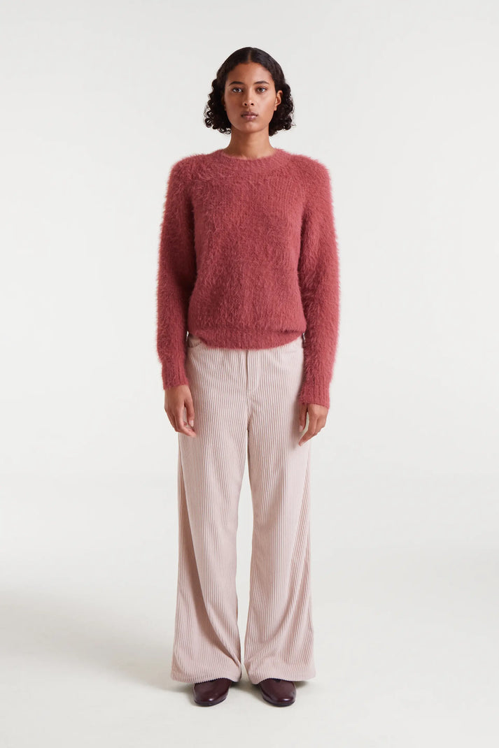 Pantaloni dritti in velluto bianco