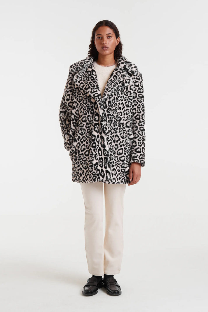 Cappotto con stampa animalier bianco