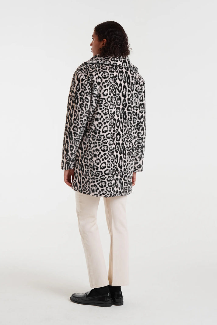 Cappotto con stampa animalier bianco