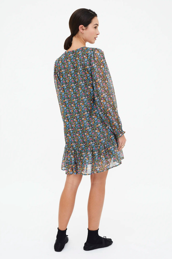 Abito corto con stampa Flowers Lurex
