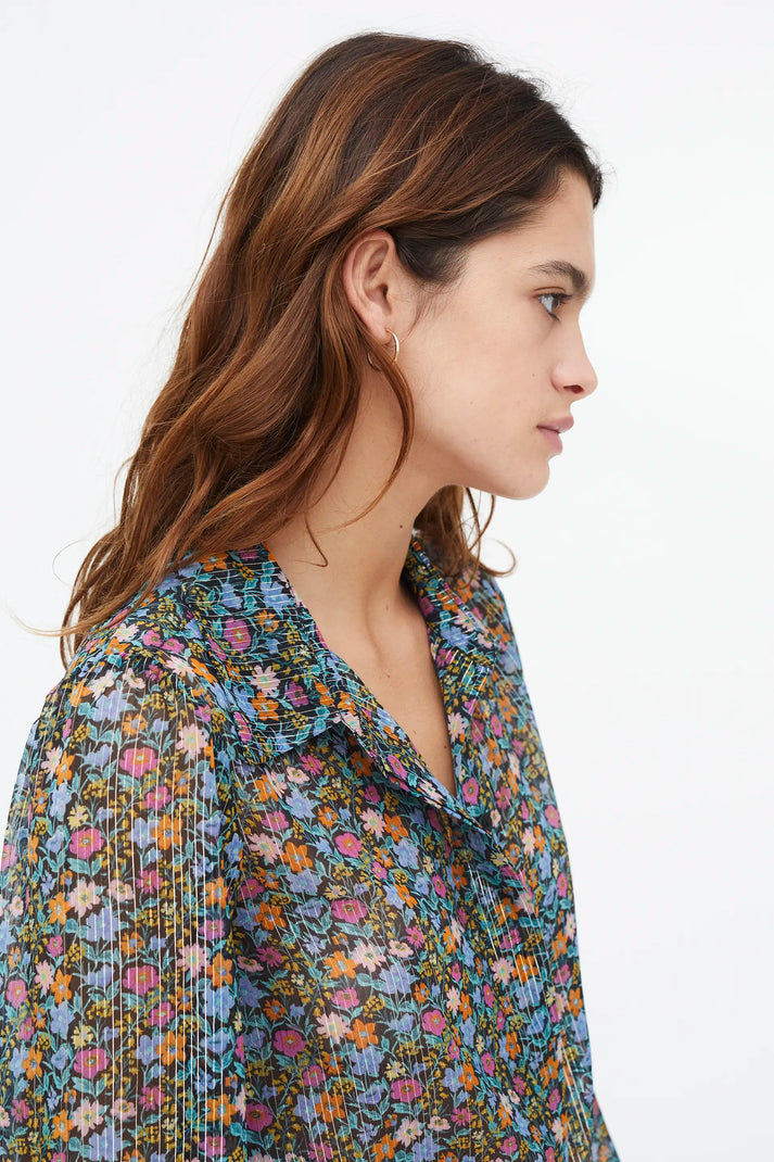 Camicia con stampa Flowers Lurex