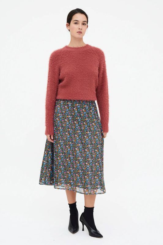 Gonna midi con stampa Flowers Lurex