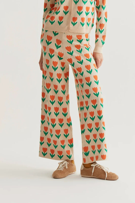 Pantaloni in maglia con stampa Orange Tulip