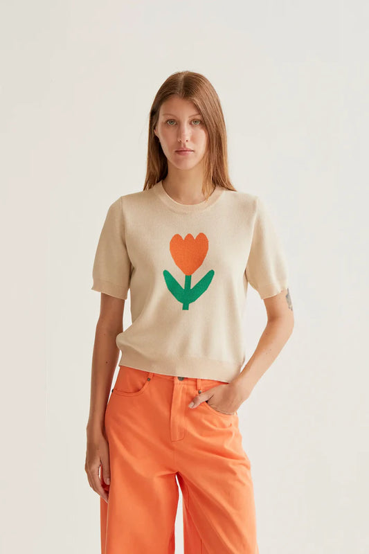 Maglione lavorato a maglia con stampa Tulip Big