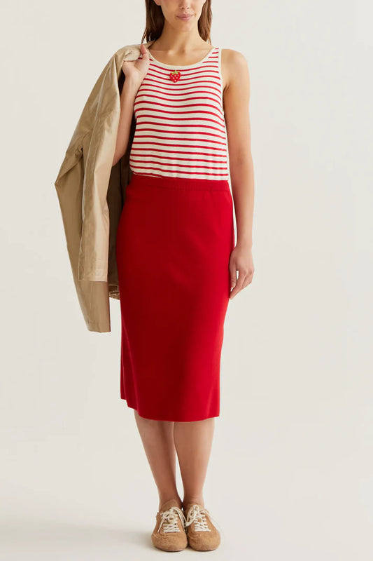 Gonna midi punto rosso