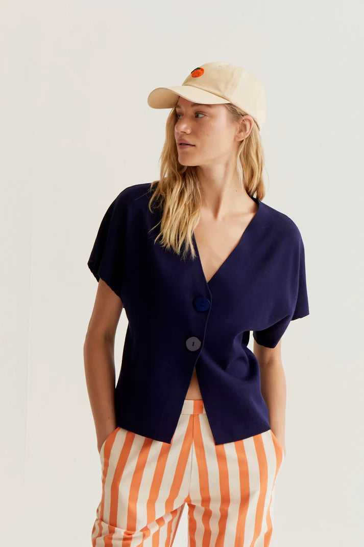 Cardigan punto blu navy