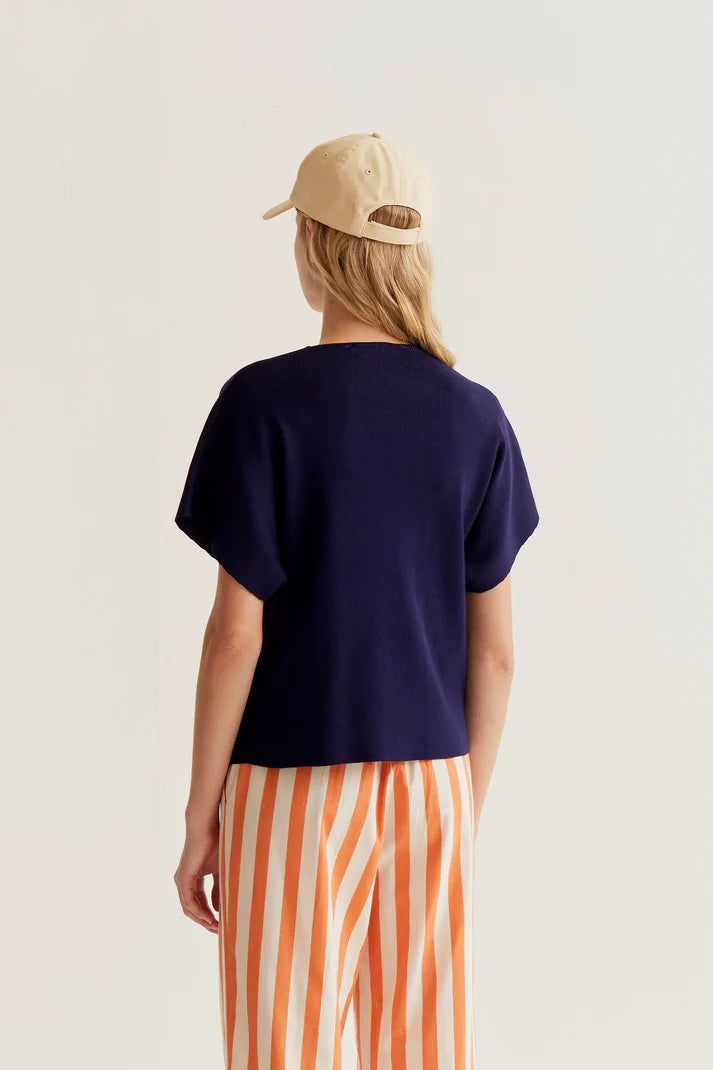 Cardigan punto blu navy