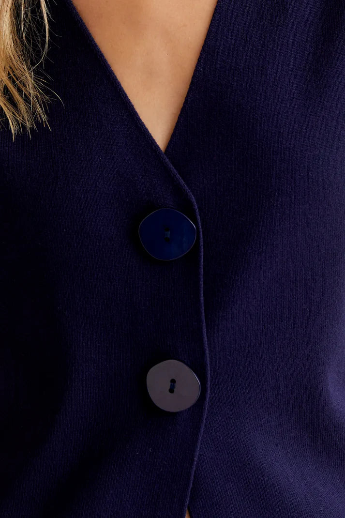 Cardigan punto blu navy