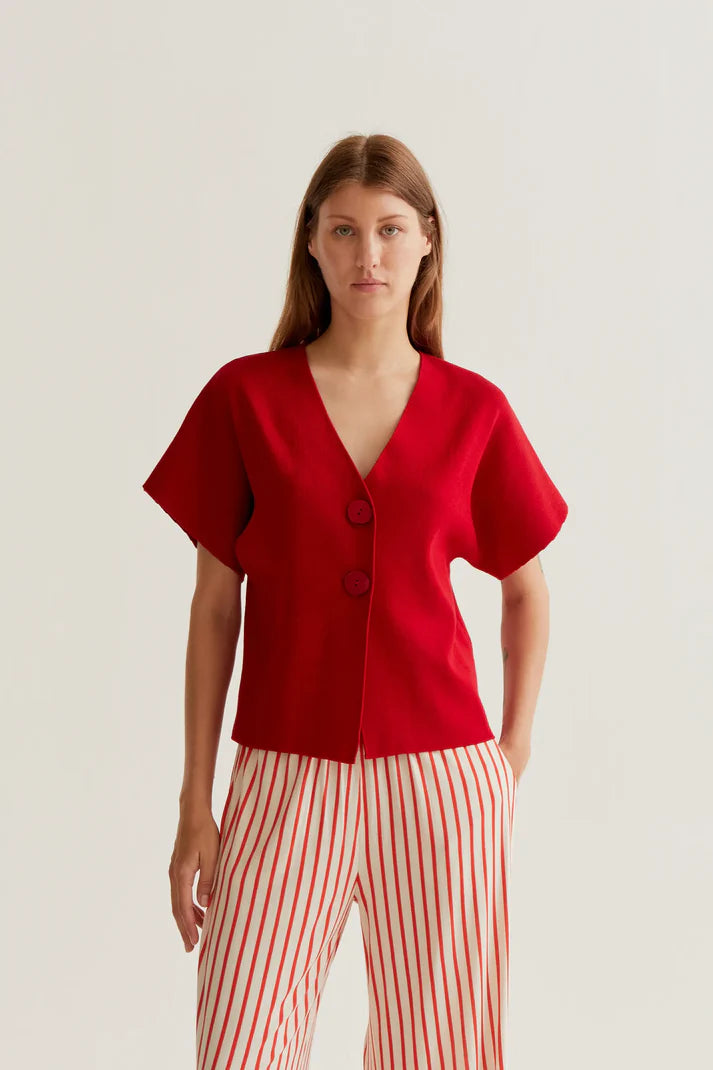 Cardigan punto rosso