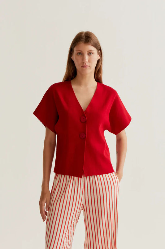 Cardigan punto rosso