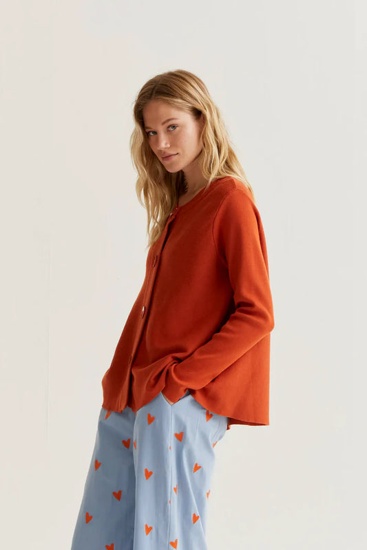 Cardigan maglia bottoni marrone