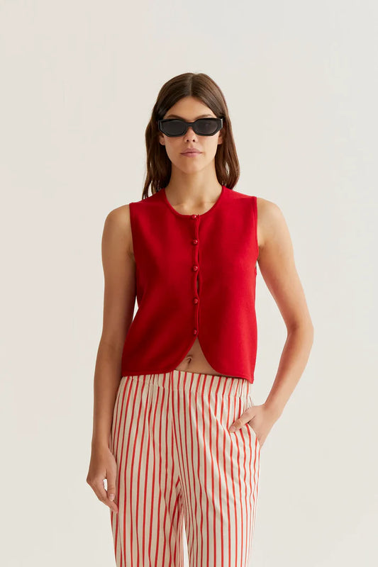 Top gilet punto rosso