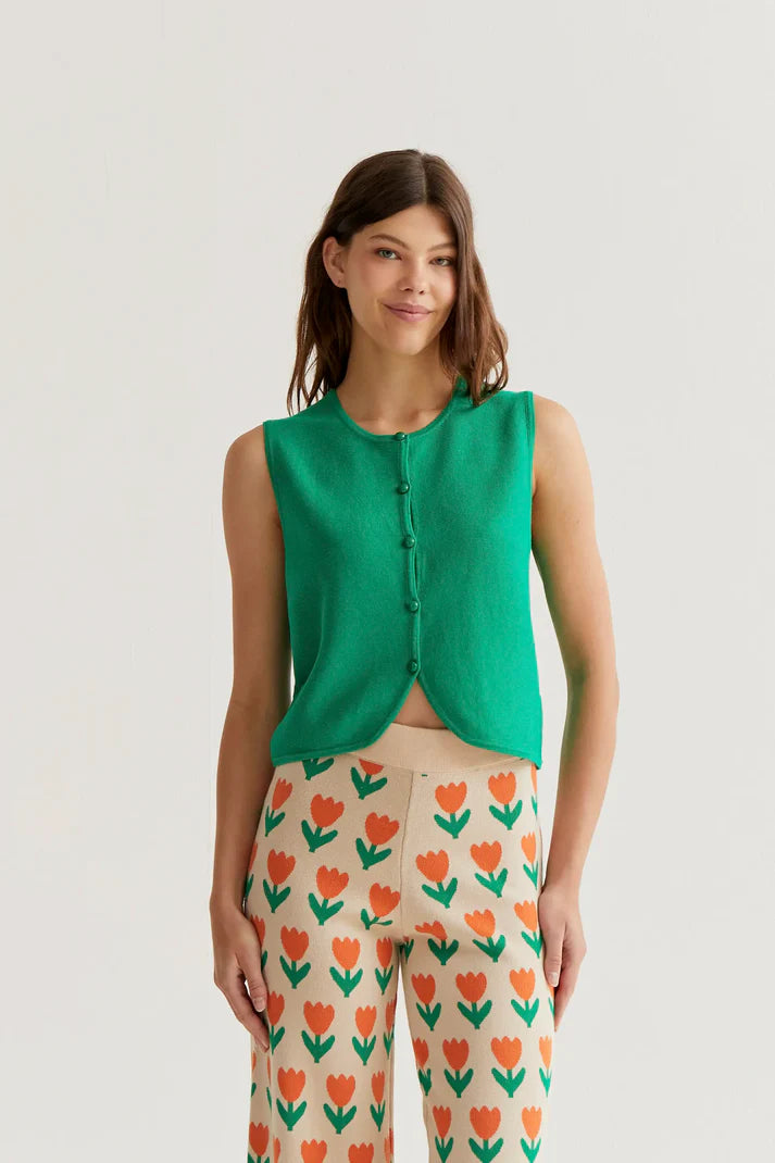 Top gilet maglia verde