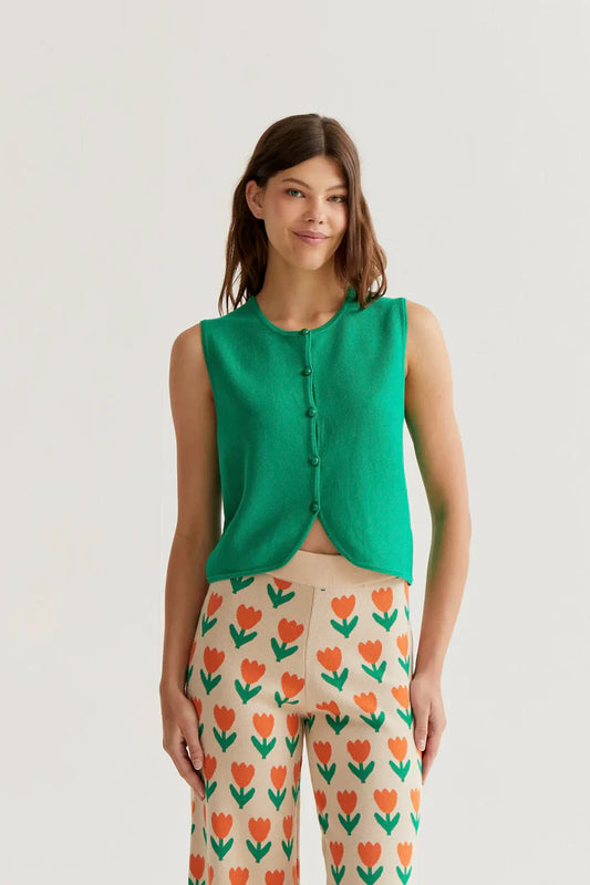 Top gilet maglia verde
