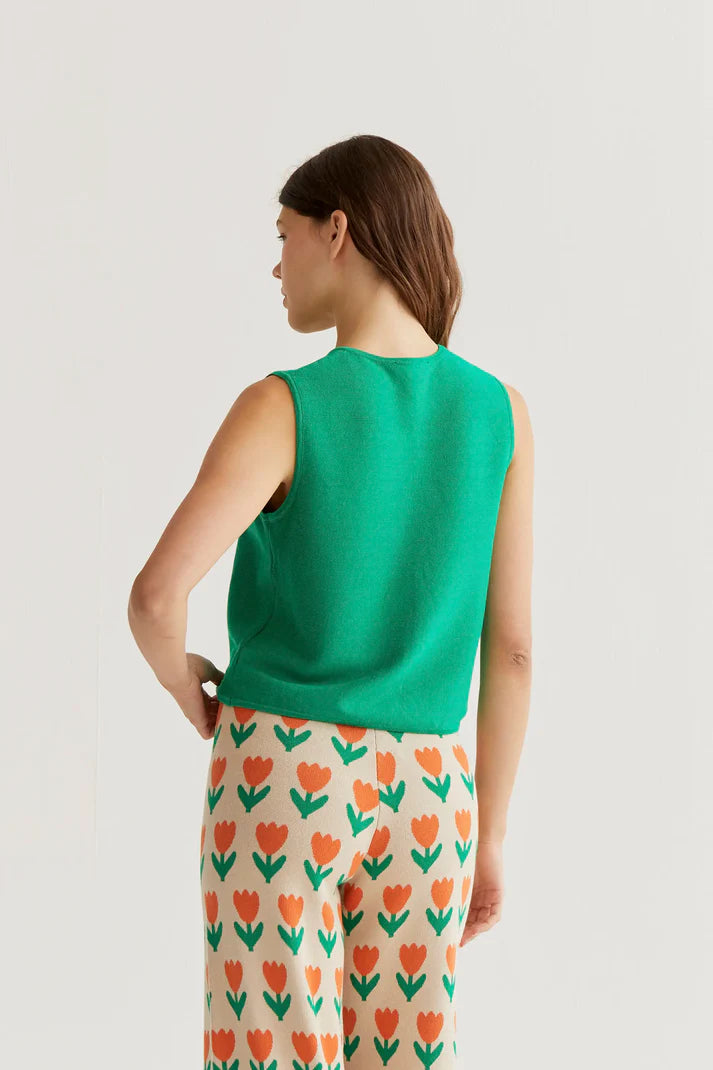 Top gilet maglia verde