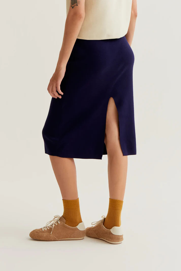 Gonna midi punto blu navy