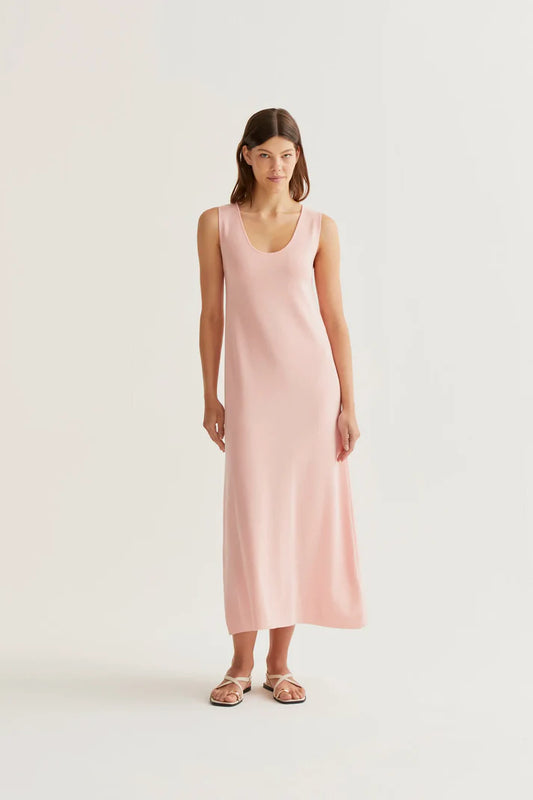 Abito lungo in maglia rosa