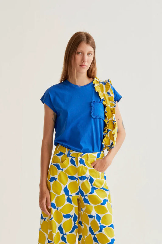 Maglietta basic blu in cotone 100%