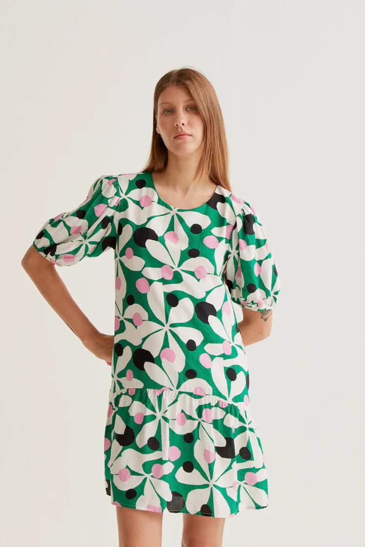 Abito corto con stampa Hosta