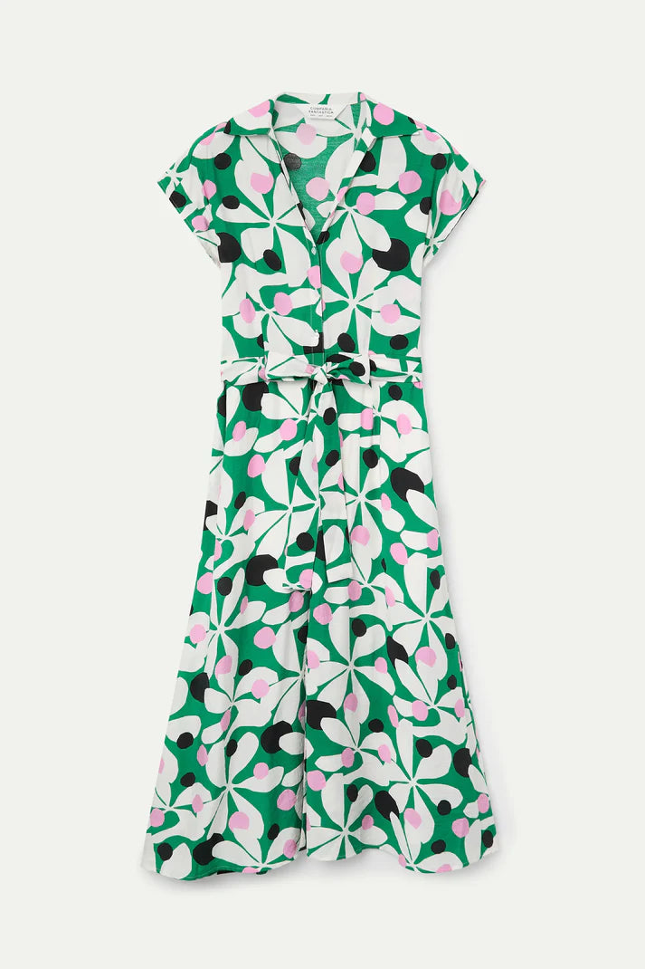 Abito lungo con stampa Hosta