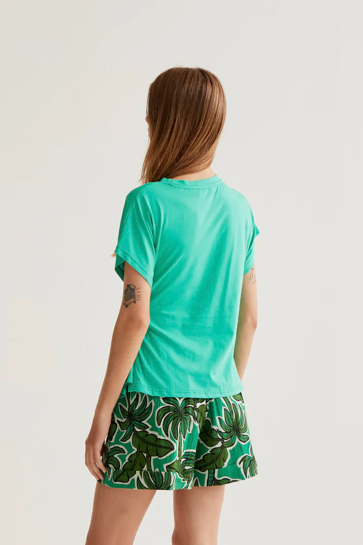 T-shirt 100% cotone verde con nodo laterale