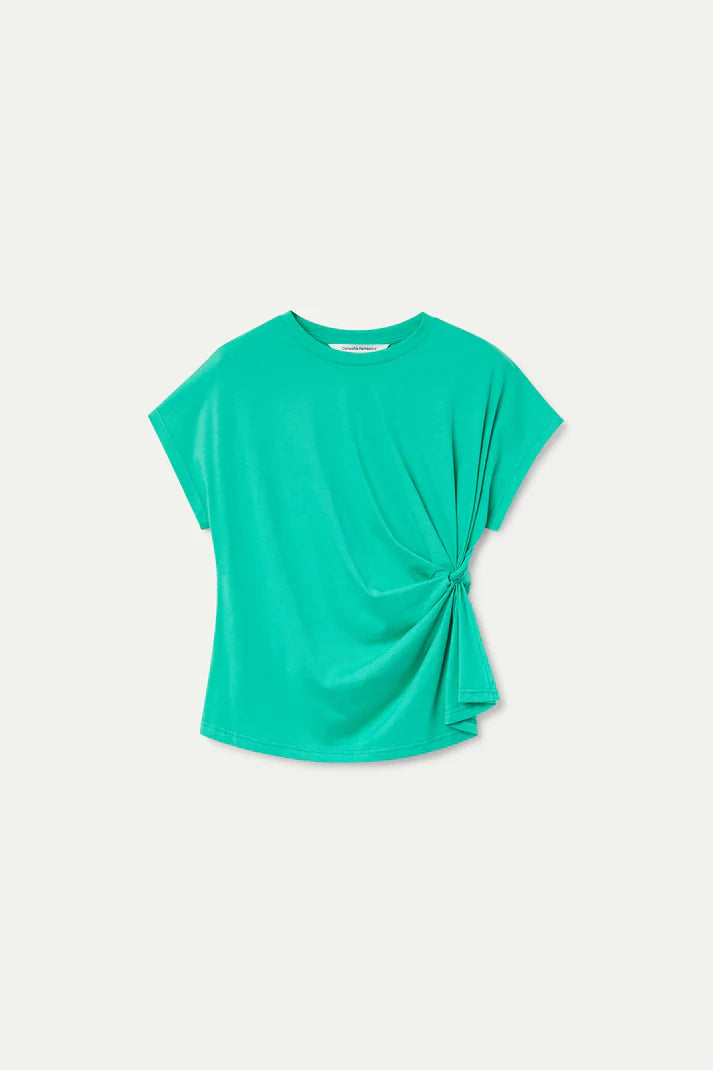 T-shirt 100% cotone verde con nodo laterale
