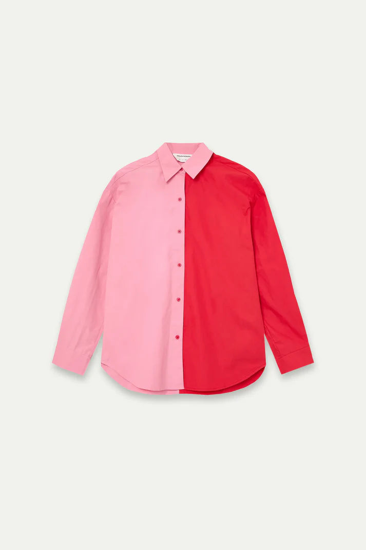 Camicia 100% cotone bicolore rosa e rosso