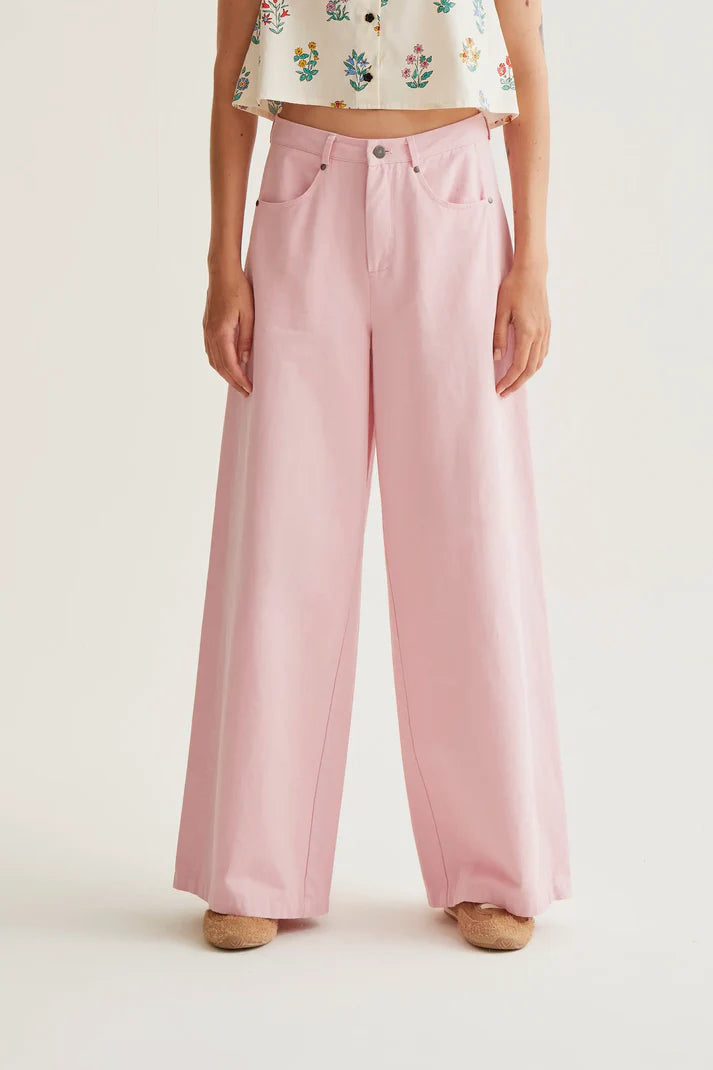 Pantaloni a gamba larga rosa