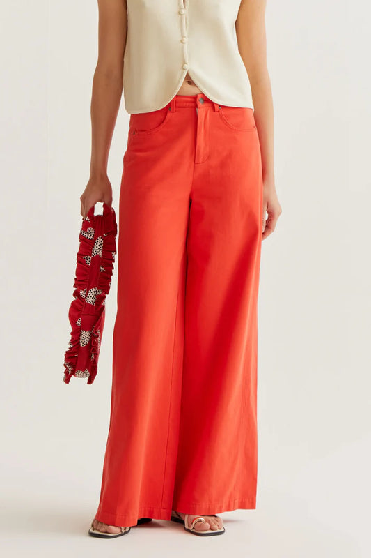Pantaloni wide leg rossi