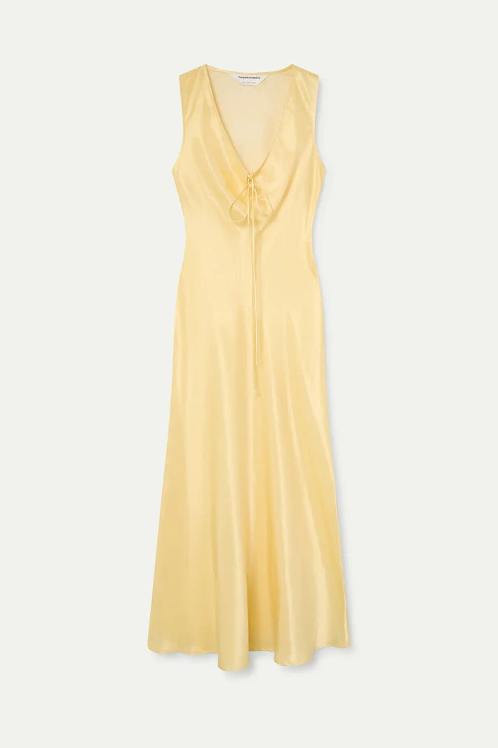 Abito lungo giallo chiaro raso
