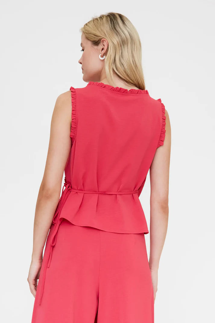 Top fucsia con scollo a V