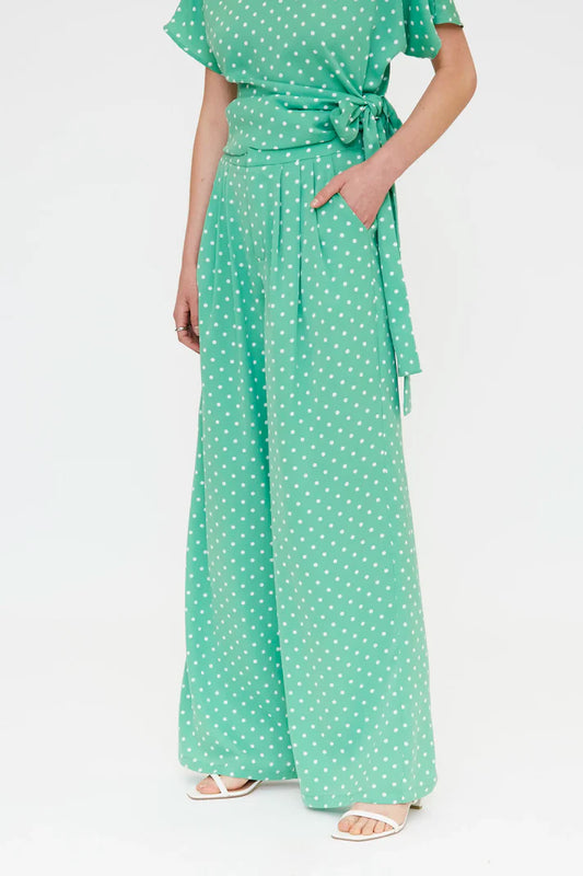Pantaloni con stampa mini dots verde